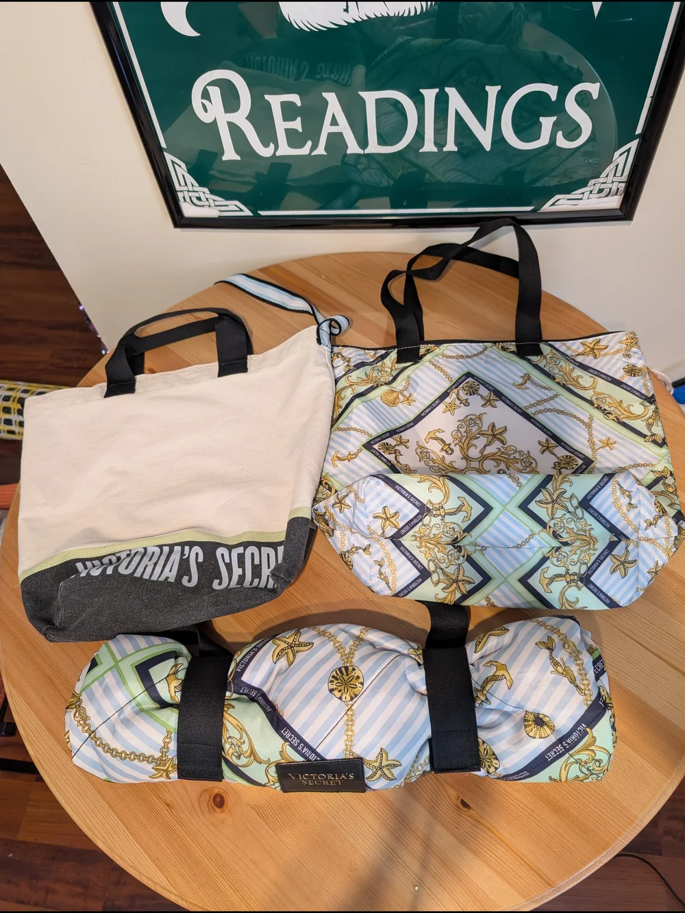 Victoria’s Secret Logo Print Two in One Tote, Canvas Thermal Bag, Picnic Blanket
